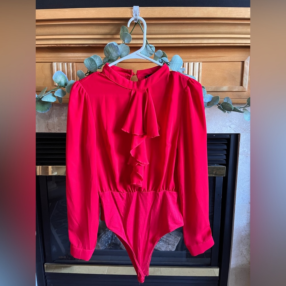 Red Ruffle Bodysuit